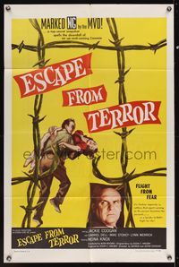 6k265 ESCAPE FROM TERROR 1sh '57 top secret KGB agent Jackie Coogan is on the run!