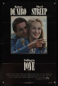 6k277 FALLING IN LOVE 1sh '84 romantic close-up of Robert De Niro & Meryl Streep!