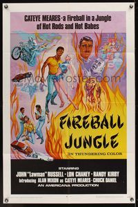 6k288 FIREBALL JUNGLE 1sh '69 hot rods and hot babes, Ralph L. Brown action artwork!