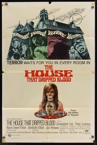 6k399 HOUSE THAT DRIPPED BLOOD 1sh '71 Christopher Lee, Vampires! Voodoo! Vixens!