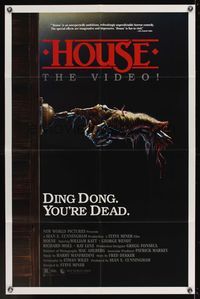 6k393 HOUSE video 1sh '86 great artwork of severed hand, ding dong, you're dead!