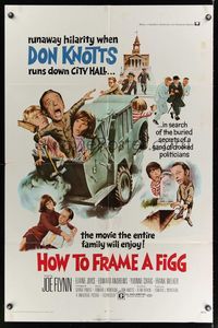 6k402 HOW TO FRAME A FIGG 1sh '71 Joe Flynn, wacky comedy art of Don Knotts!