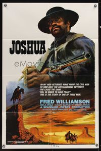6k483 JOSHUA 1sh '76 Isela Vega, cool Joe Smith western art of Fred Williamson as cowboy!