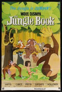 6k488 JUNGLE BOOK 1sh '67 Walt Disney cartoon classic, great image of all characters!
