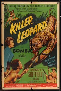 6k492 KILLER LEOPARD 1sh '54 Sheffield as Bomba the Jungle Boy, 1000 savage perils!