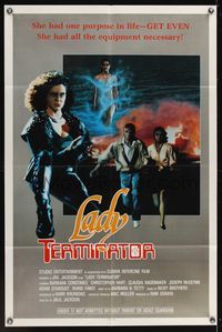 6k510 LADY TERMINATOR 1sh '88 action art of Barbara Anne Constable & Christopher Hart!