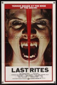 6k520 LAST RITES 1sh '80 Patricia Lee Hammond & Gerald Fielding, vampire close up!