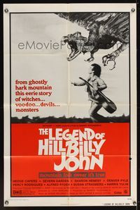 6k531 LEGEND OF HILLBILLY JOHN 1sh '74 witches & devils, funny horror image of bird swooping down!