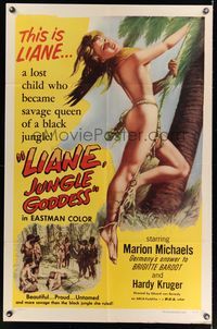 6k534 LIANE JUNGLE GODDESS 1sh '58 super sexy mostly naked 16 year-old blonde Marion Michaels!