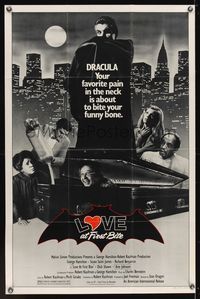 6k560 LOVE AT FIRST BITE 1sh '79 AIP, wacky vampire image of George Hamilton as Dracula!