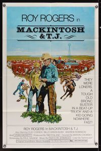 6k565 MACKINTOSH & T.J. 1sh '75 Robert Tanenbaum art of Roy Rogers & cattle!