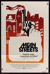 6k596 MEAN STREETS 1sh '73 Robert De Niro, Martin Scorsese, cool artwork of hand holding gun!