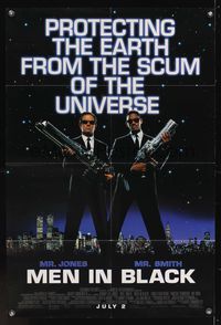 6k599 MEN IN BLACK advance 1sh '97 Will Smith & Tommy Lee Jones with huge guns!