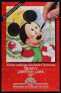6k600 MICKEY'S CHRISTMAS CAROL video 1sh '83 Disney, Mickey Mouse, Scrooge McDuck, Goofy, Donald
