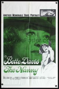 6k627 NANNY 1sh '65 creepy close up portrait of Bette Davis, Hammer horror!
