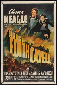 6k654 NURSE EDITH CAVELL 1sh '39 Herbert Wilcox, great art of Anna Neagle in the title role!