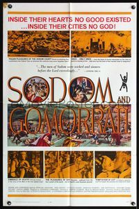 6k805 SODOM & GOMORRAH 1sh '63 Robert Aldrich, Pier Angeli, wild art of sinful cities!