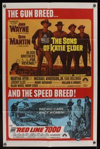 6k812 SONS OF KATIE ELDER/RED LINE 7000 1sh '68 John Wayne, gun breed... and speed breed!