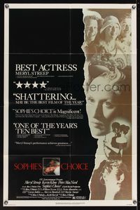 6k813 SOPHIE'S CHOICE 1sh '82 Alan J. Pakula directed, Meryl Streep, Kevin Kline, Peter MacNicol!