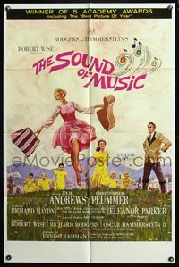 6k814 SOUND OF MUSIC awards 1sh '65 classic artwork of Julie Andrews & top cast by Howard Terpning!