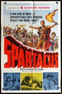 6k818 SPARTACUS awards 1sh '61 classic Stanley Kubrick & Kirk Douglas epic, cool artwork!