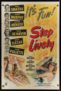 6k832 STEP LIVELY style A 1sh '44 Frank Sinatra, George Murphy, Adolphe Menjou, sexy musical art!