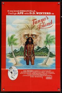 6k864 TANYA'S ISLAND 1sh '80 Playboy, wild art of ape & sexy Vanity by Baker!
