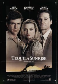 6k874 TEQUILA SUNRISE 1sh '88 Mel Gibson, pretty Michelle Pfeiffer & Kurt Russell!