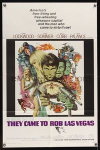 6k879 THEY CAME TO ROB LAS VEGAS 1sh '68 Gary Lockwood, cool artwork including roulette wheel!