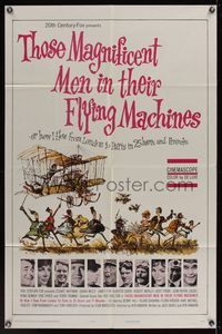 6k885 THOSE MAGNIFICENT MEN IN THEIR FLYING MACHINES 1sh '65 great wacky artwork of early airplane!