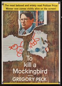 6k890 TO KILL A MOCKINGBIRD 1sh '63 Gregory Peck, from Harper Lee's classic novel!