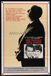 6k908 TROUBLE WITH HARRY 1sh R83 Alfred Hitchcock's profile w/John Forsythe & Shirley MacLaine!