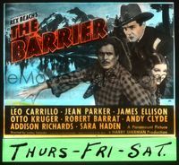 6m065 BARRIER glass slide '37 Jean Parker between Leo Carrillo & James Ellison!