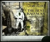 6m066 BEST BAD MAN glass slide '25 great image of Tom Mix with rifle, but no Clara Bow!