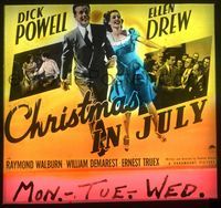 6m071 CHRISTMAS IN JULY glass slide '40 classic Preston Sturges screwball comedy w/Powell & Drew!