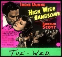 6m079 HIGH, WIDE & HANDSOME glass slide '37 Irene Dunne, Randolph Scott, Rouben Mamoulian musical!