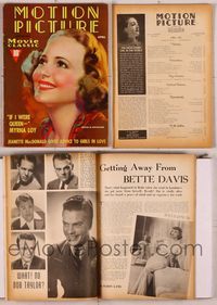 6m029 MOTION PICTURE magazine April 1937, smiling portrait of Olivia De Havilland by Zoe Mozert!