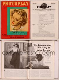 6m025 PHOTOPLAY magazine August 1936, stylized portrait of Bette Davis by James Montgomery Flagg!