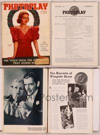 6m022 PHOTOPLAY magazine December 1935, artwork of Loretta Young in low-cut blouse by Xmas wreath!