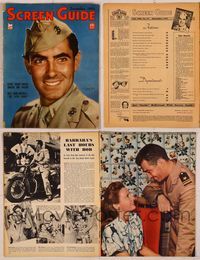 6m036 SCREEN GUIDE magazine December 1943, portrait of Lieutenant Tyrone Power USMC by Jack Albin!