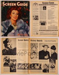 6m047 SCREEN GUIDE magazine December 1944, portrait of Greer Garson in fur coat by Jack Albin!