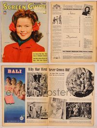 6m033 SCREEN GUIDE magazine Novemeber 1943, portrait of teenage Shirley Temple by Jack Albin!