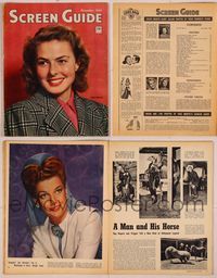 6m046 SCREEN GUIDE magazine November 1944, c/u smiling portrait of Ingrid Bergman by Jack Albin!