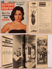 6m056 SCREEN STORIES magazine June 1963, Liz Taylor is heartsick about Burton, by Sanford Roth!