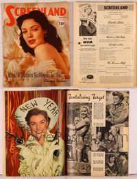 6m058 SCREENLAND magazine December 1951, portrait of sexy Linda Darnell from The Lady Pays Off!