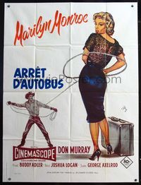 6p486 BUS STOP French 1p R80s great art of Don Murray roping sexy Marilyn Monroe by Geleng!