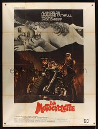 6p535 GIRL ON A MOTORCYCLE French 1p '68 sexy biker Marianne Faithfull is Naked Under Leather!