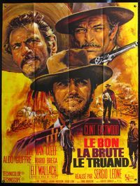 6p538 GOOD, THE BAD & THE UGLY French 1p R70s art of Clint Eastwood & Van Cleef by Mascii, Leone