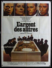 6p613 OTHER PEOPLE'S MONEY French 1p '78 Catherine Deneuve, great image of men around money table!