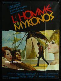 6p564 L'HOMME DE MYKONOS French 1p '66 Rene Gainville, art of Anne Vernon & top cast members!